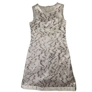 THAN‎ New York Sequin Embellished Cocktail Dress Ivory Sleeveless Party Size S